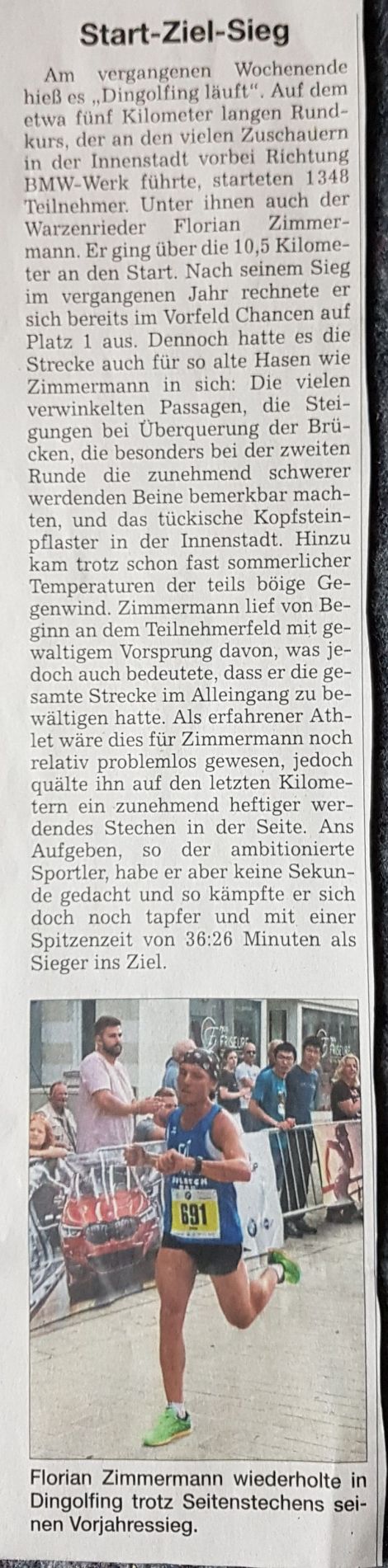 Sieg Dingolfinger Viertelmarathon